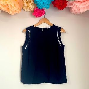 POPSUGAR Black Ruffle Sleeve Tank